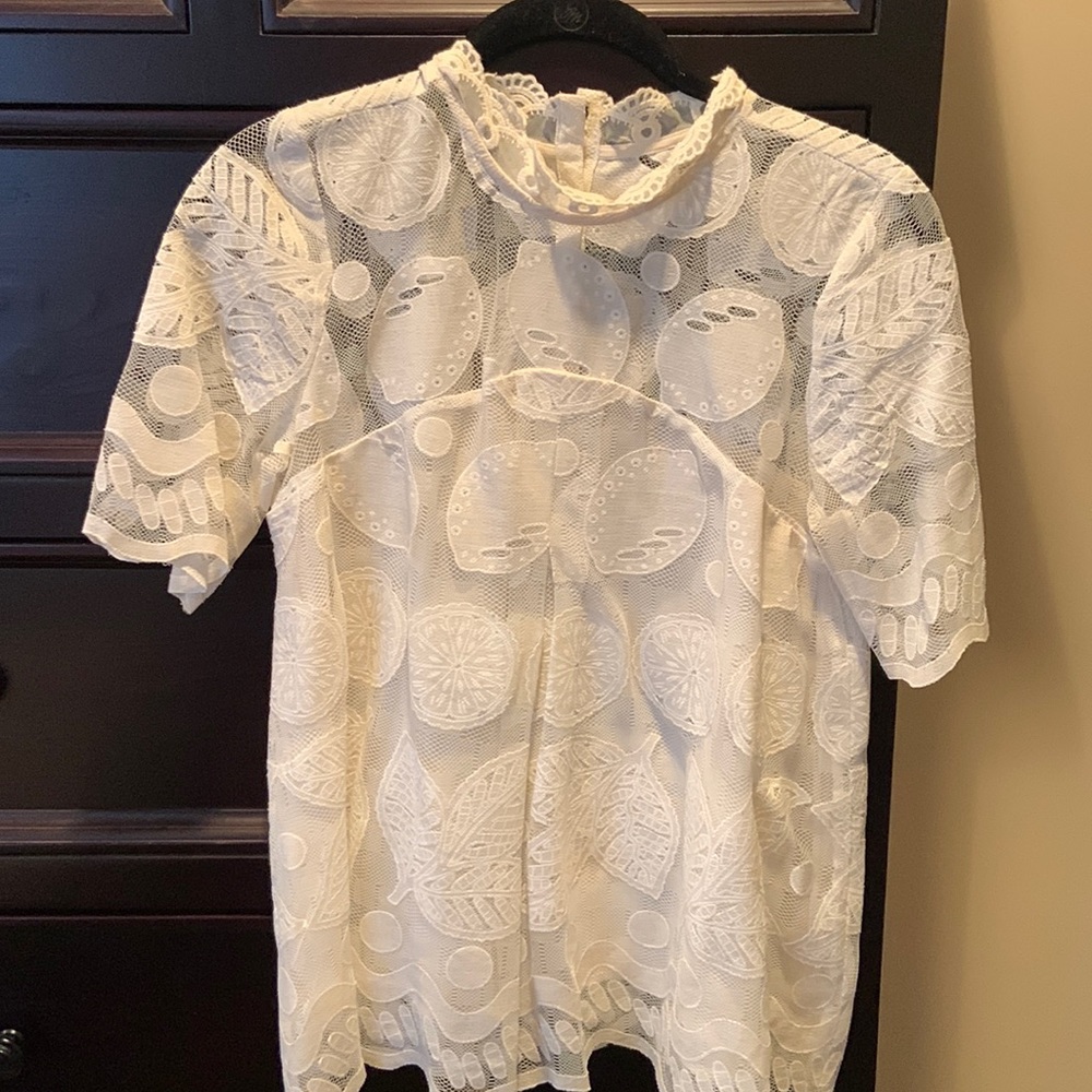 Anthropology lace top with citrus detail